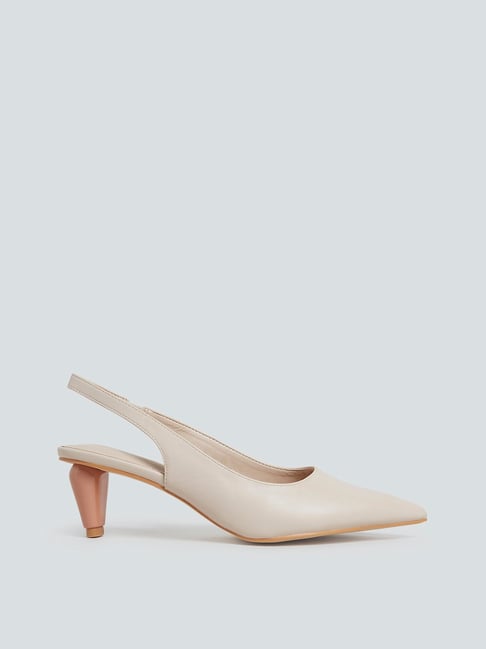 Buy LUNA BLU by Westside Beige Sling-Back Heels for Online @ Tata CLiQ