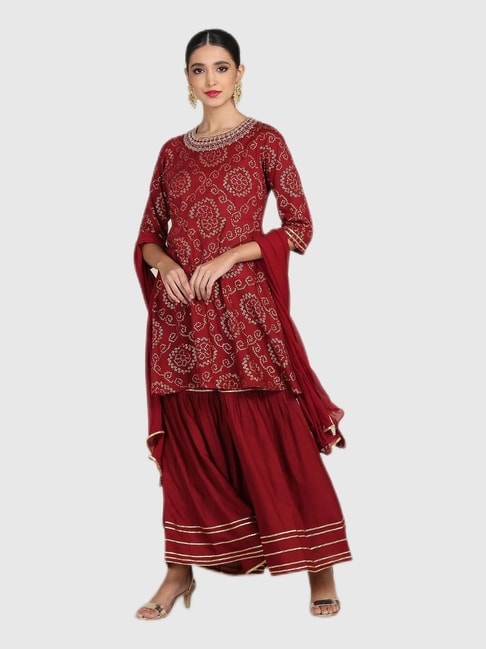 Designer Red Bandhani Suit in Rich Handwork - Rana's by Kshitija | Fashion,  Fashion details, Beautiful suit