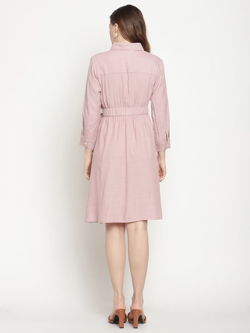 MADAME Dusty Pink Solid Chiffon Shirt