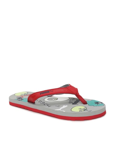 Puma Boys Hop Jr Red & Grey Flip Flops