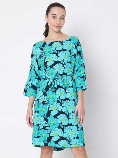 Vero Moda Blue Floral Print Dress Price in India