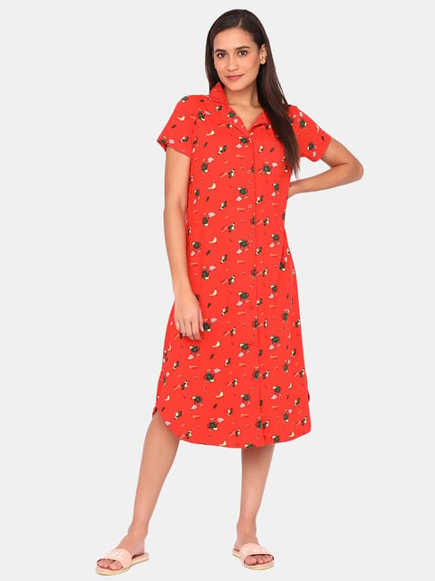 Buy Clovia Red Cotton Printed Night Dress for Women's Online @ Tata CLiQ