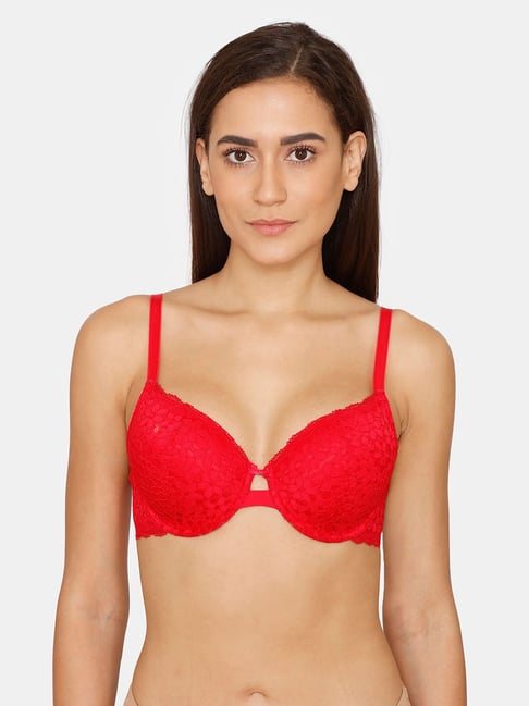 Zivame Red Under-wired Padded Balconette Bra Price in India