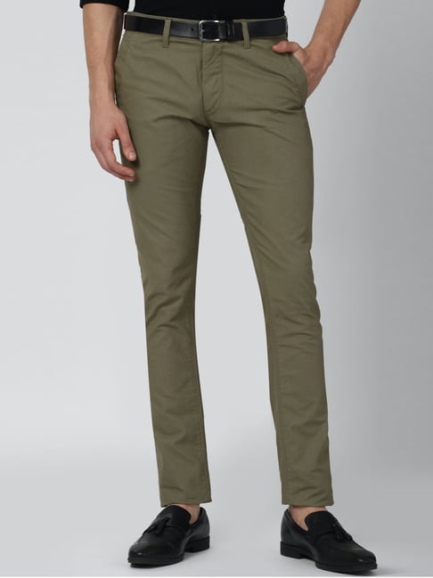 Buy Peter England Men Olive Casual Trousers online