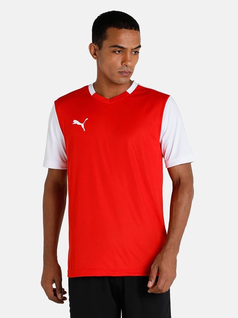 Puma CR Team Red & White Colour-Block T-Shirt