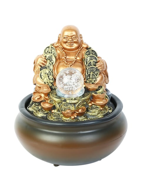 Buy Tayhaa Brown Laughing Buddha Indoor Water Fountain with Light at ...