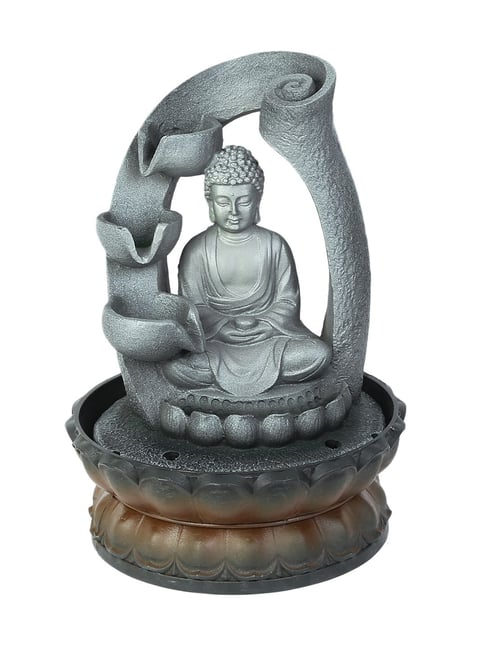 Buy Tayhaa Grey & Brown Lotus Buddha Flowing Water Indoor Fountain at ...