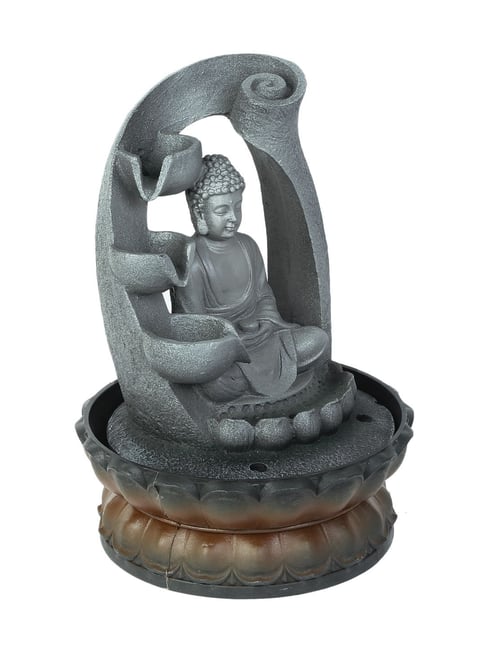 Buy Tayhaa Grey & Brown Lotus Buddha Flowing Water Indoor Fountain at ...