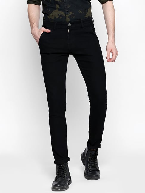 High Star Black Regular Fit Mid Rise Jeans