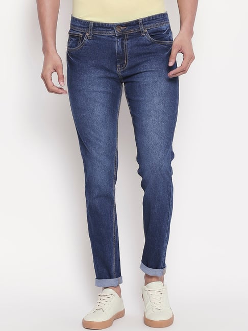 High Star Blue Slim Fit Mid Rise Solid Jeans