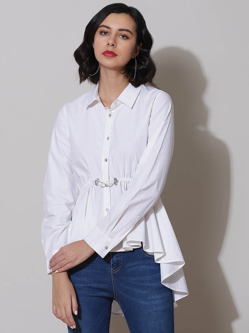 Label Ritu Kumar White Relaxed Fit Shirt Price in India