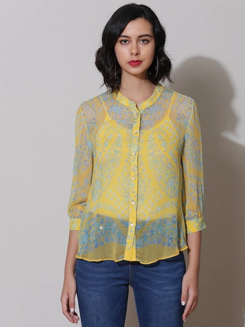 PRINTED LABEL SHIRT - Yellow