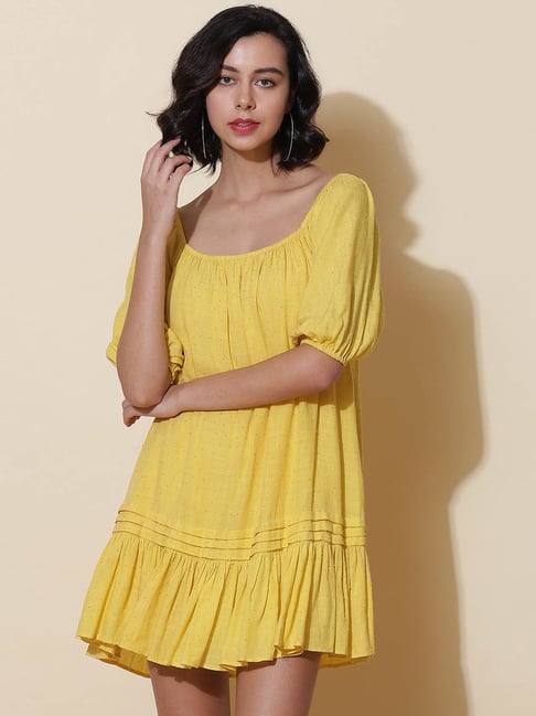 Label Ritu Kumar Yellow Loose Fit Dress Price in India