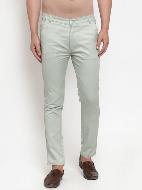 Buy Jainish Pista Green Cotton Tapered 