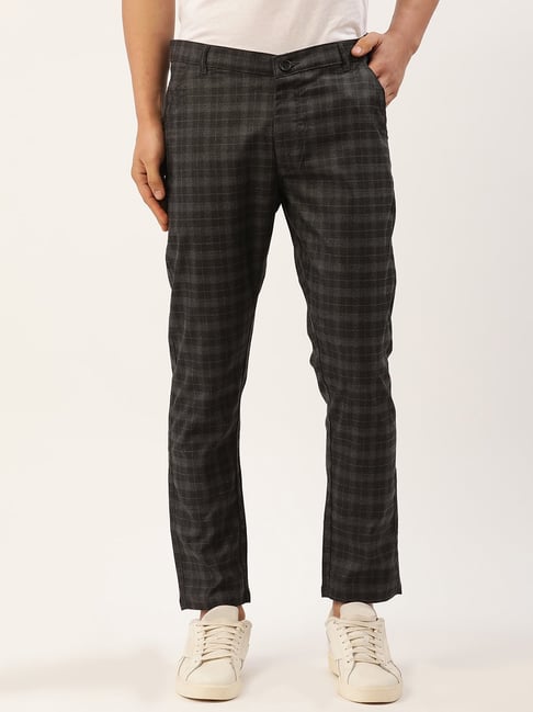 Indian Needle Men's Black Checked Formal Trousers – Jompers