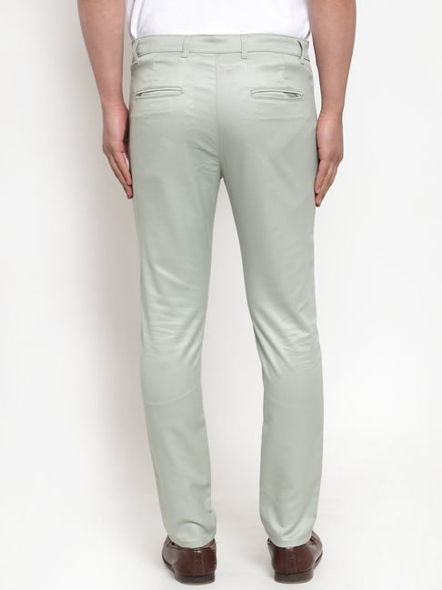 Buy Jainish Pista Green Cotton Tapered Fit Flat Front Trousers for Mens  Online @ Tata CLiQ