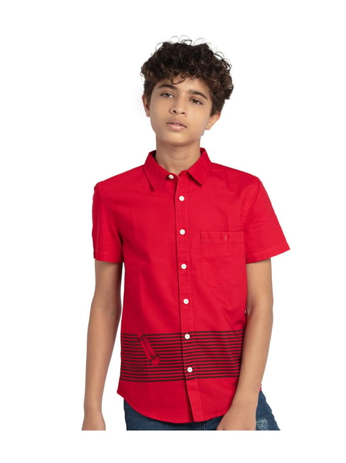 boys red striped shirt