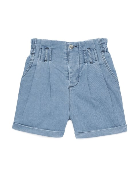 Under Fourteen Only Kids Blue Solid Shorts