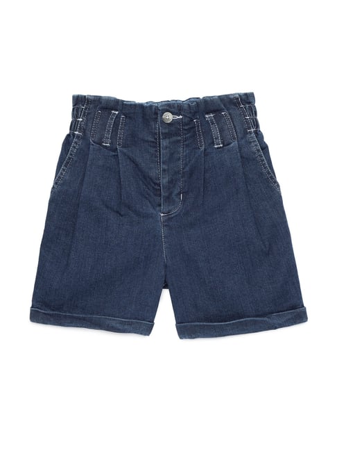 Under Fourteen Only Kids Blue Solid Shorts