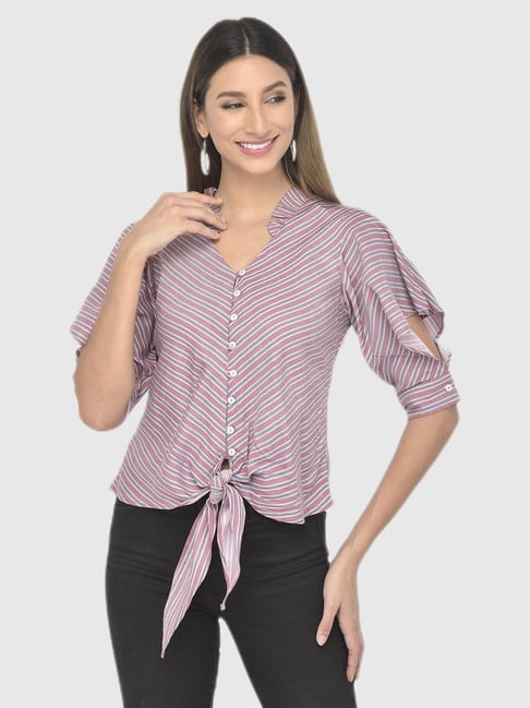 Latin Quarters Purple Striped Top