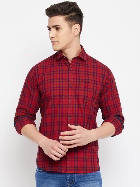 Buy Duke Red Cotton Full Sleeves Shirt for Men Online Tata CLiQ