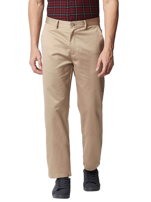 Buy Basics Beige Tailored Fit Flat Front Trousers for Mens Online  Tata  CLiQ
