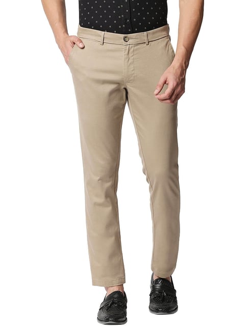 Basics Khaki Tapered Fit Trousers