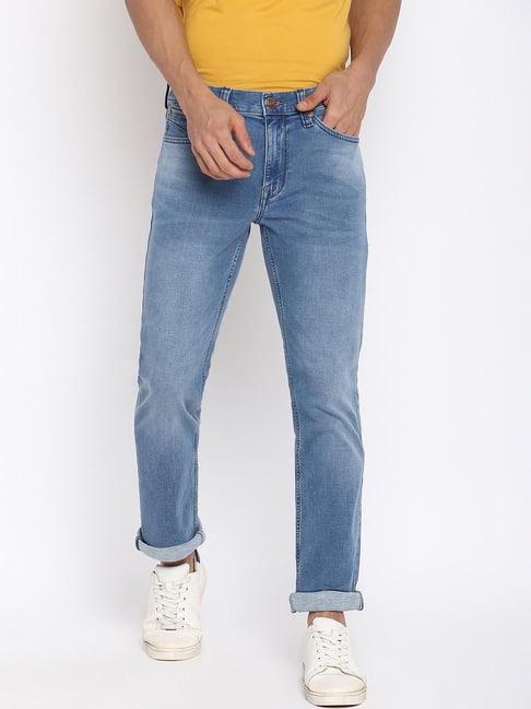 Lee Misty Blue Slim Fit Solid Denim Jeans