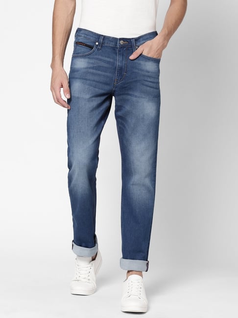 Lee Tinted Blue Regular Fit Solid Denim Jeans