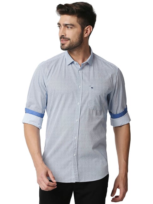 Basics Blue Printed Shirt