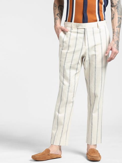 Buy Men Grey Mid Rise Linen Pants online  Jack  Jones