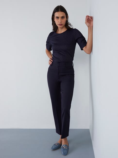 Navy Anita High Waist Trouser  WHISTLES 