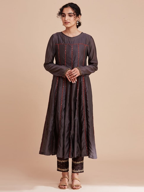 Folksong By W Brown Embellished Flared Kurta Price in India