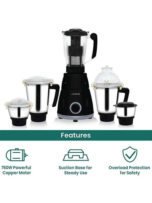 Buy Croma CRAK4186 750W 5 Jars Mixer Grinder (Black) Online At Best