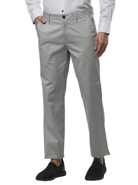 Raymond Dark Grey Slim Fit Flat Front Trousers