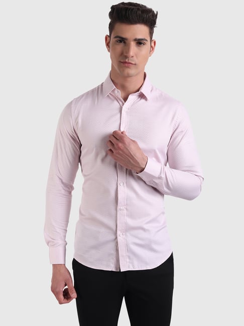 United Colors of Benetton Pink Slim Fit Printed Cotton Shirt