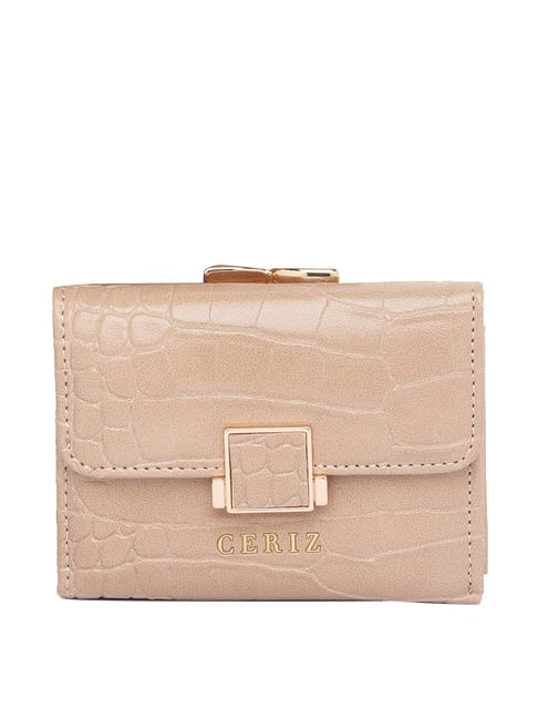 CERIZ Marcella Beige Textured Wallets for Women