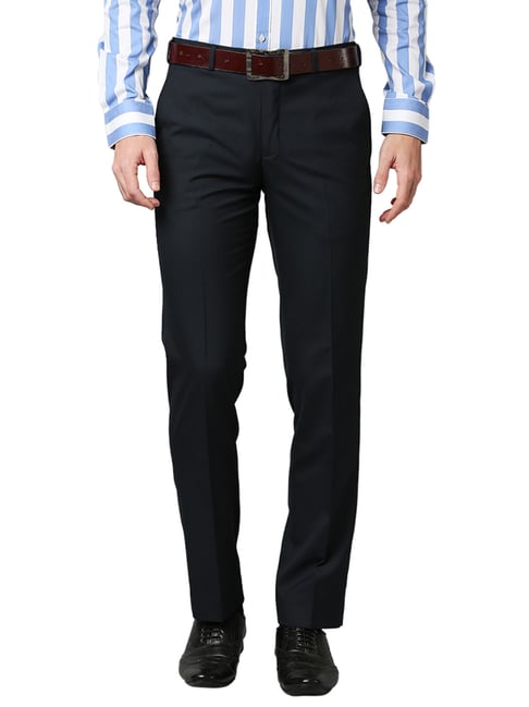 Park Avenue Black Regular Fit Flat front trousers