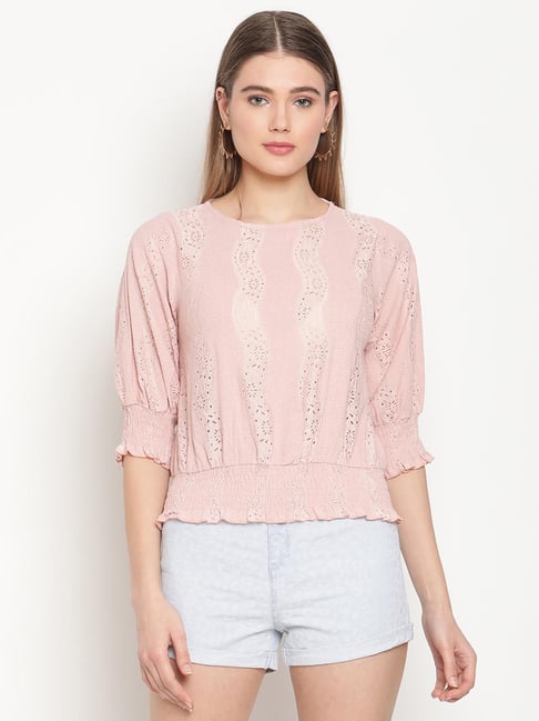 Buy Madame Light Pink Lace Top for Women Online @ Tata CLiQ