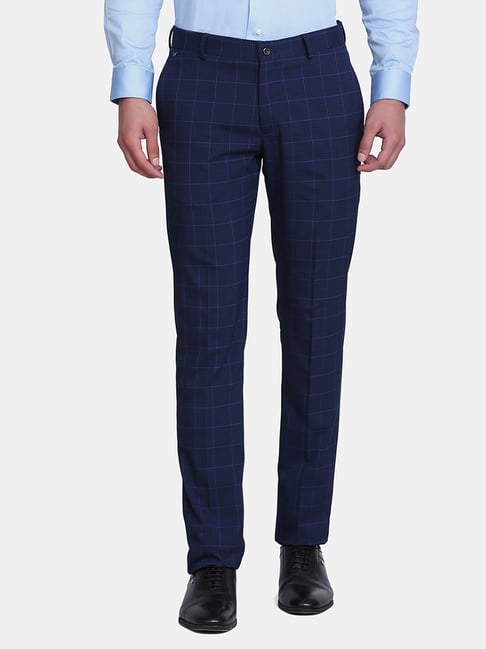 SOJANYA Formal Trousers  Buy SOJANYA Men Cotton Blend Cream  Grey Checked  Formal Trousers Online  Nykaa Fashion