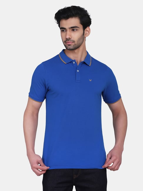 Blackberrys Blue Solid Short Sleeves Polo T-Shirt