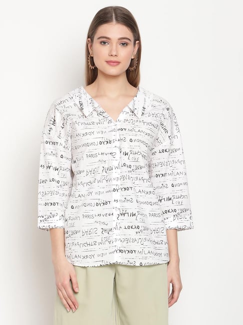 Madame White Printed Shirt Price in India