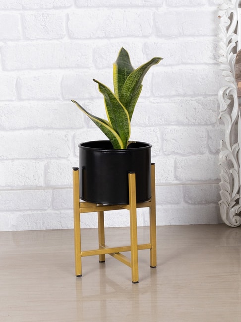Homesake Gold Metal Small Planter with Stand