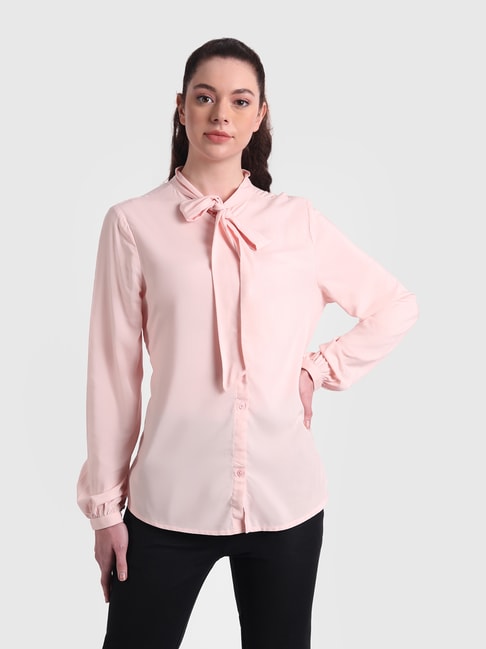 United Colors of Benetton Pink Bow-Tie Neck Shirt Price in India