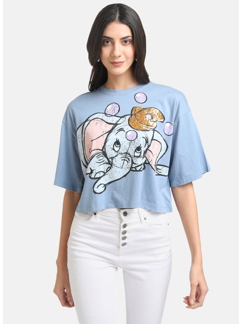 Kazo Blue Printed Crew T-Shirt - Disney Collection