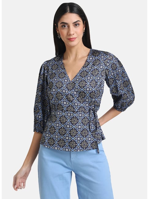 Kazo Blue Printed Top Price in India