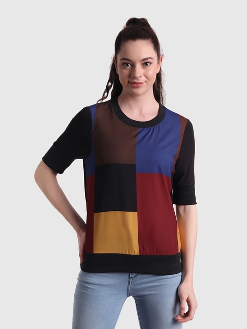 United Colors of Benetton Black Half Sleeves Top Price in India