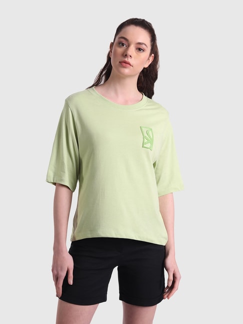 United Colors of Benetton Green Half Sleeves T-Shirt Price in India