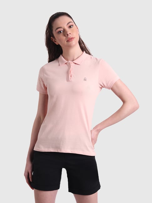 United Colors of Benetton Peach Short Sleeve Polo T-Shirt