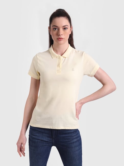 United Colors of Benetton Yellow Short Sleeve Polo T-Shirt